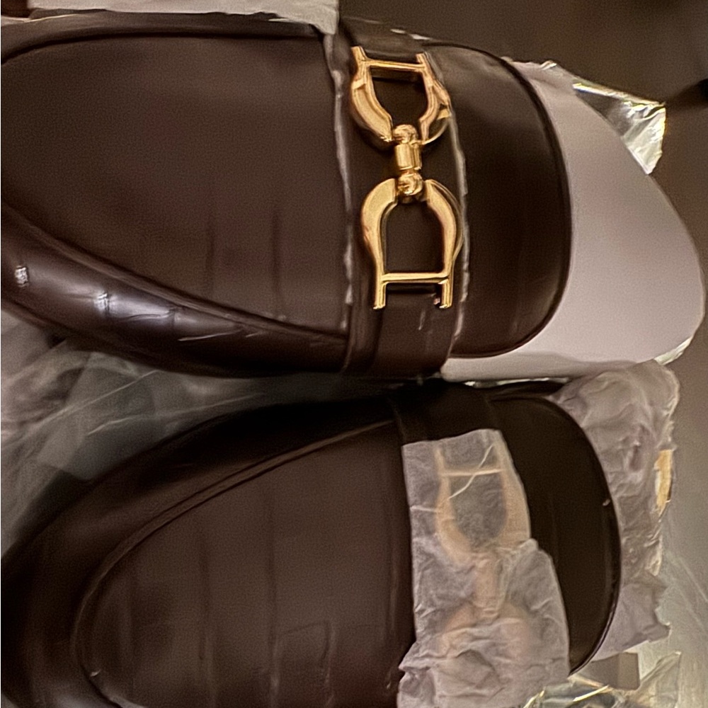 Brown Loafers with Gold Buckle